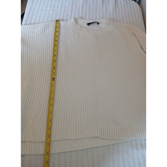 Weeken Max Mara Womens Sweater Beige Ivory Ribbed Panel Knit Pullover Oversized - Picture 9 of 14